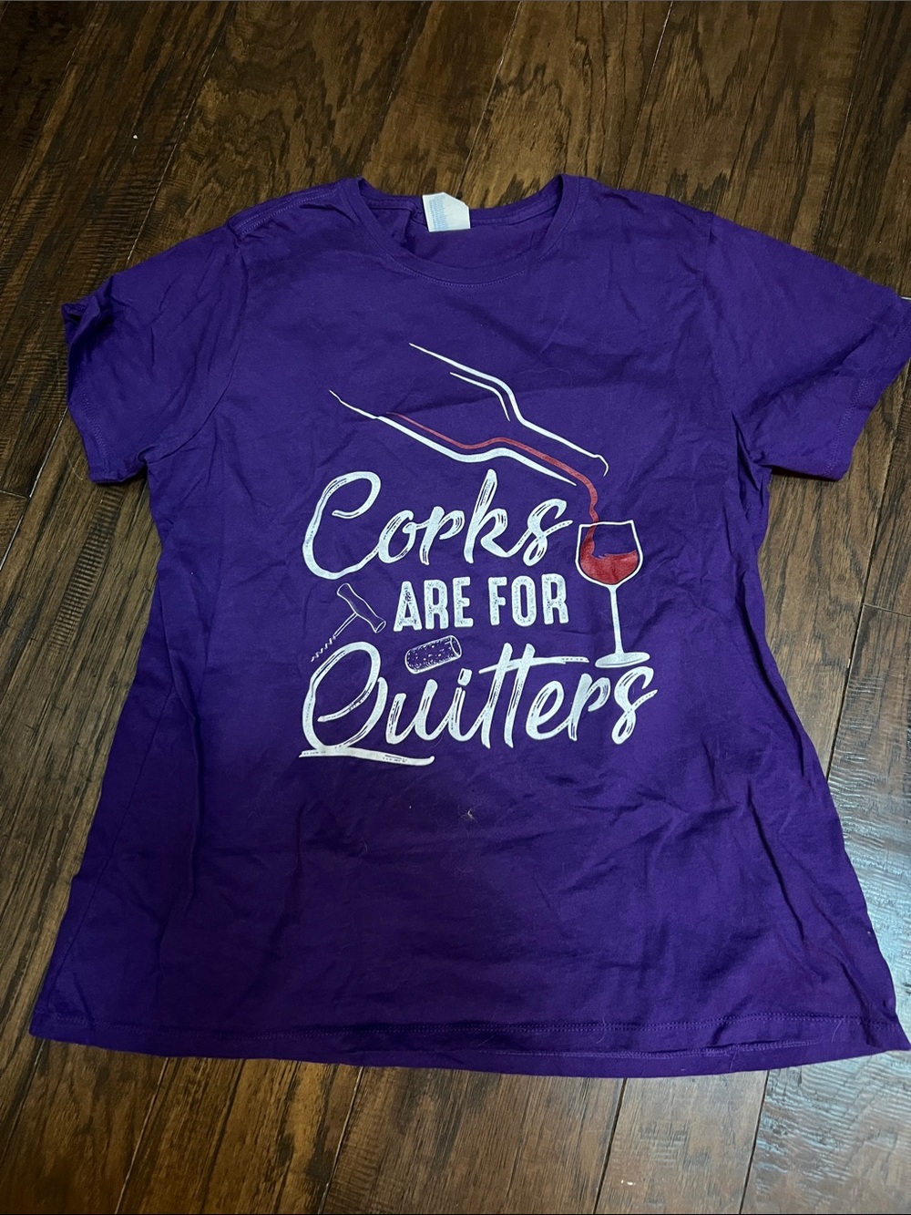 Port and Company Purple 'Corks Are For Quitters' Short Sleeve Tee